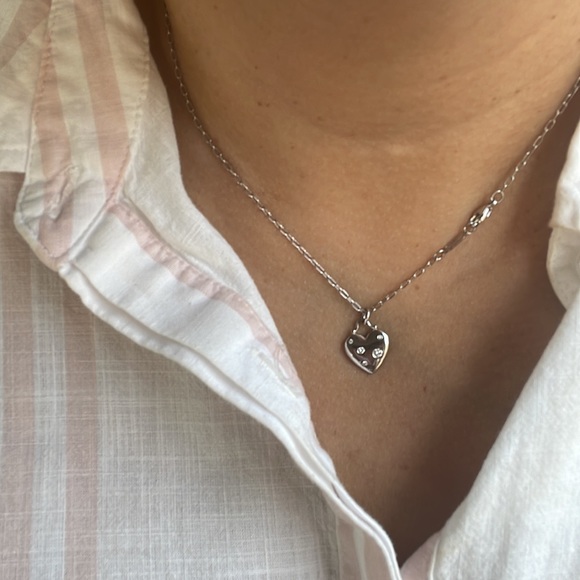 Tiffany & Co. Etoile Diamonds 18k White Gold Heart Pendant & Chain - Picture 3 of 15